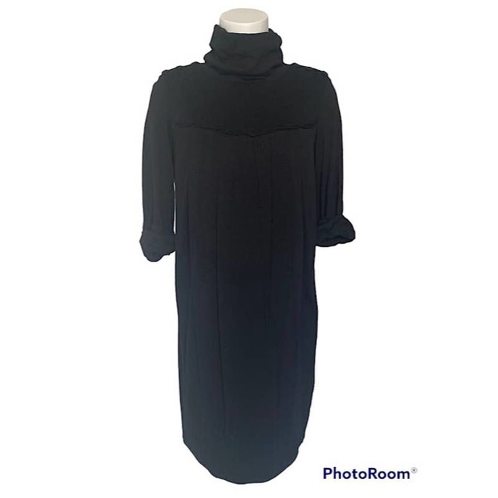 3.1 Phillip Lim Black Turtleneck Sweater Dress 3/4 Sleeve‎ Cotton/Wool Sz S